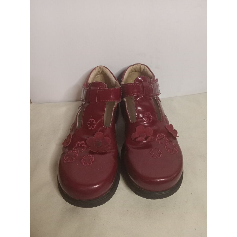 Elephanten Youth Patent Leather Mary Jane's With Suede Flower Accents Size 13